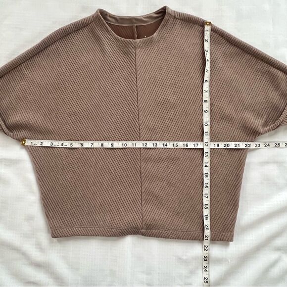 A New Day Dark Mocha Mousse Oversized Slouch Shoulder Ribbed Sweater Top - Picture 10 of 12